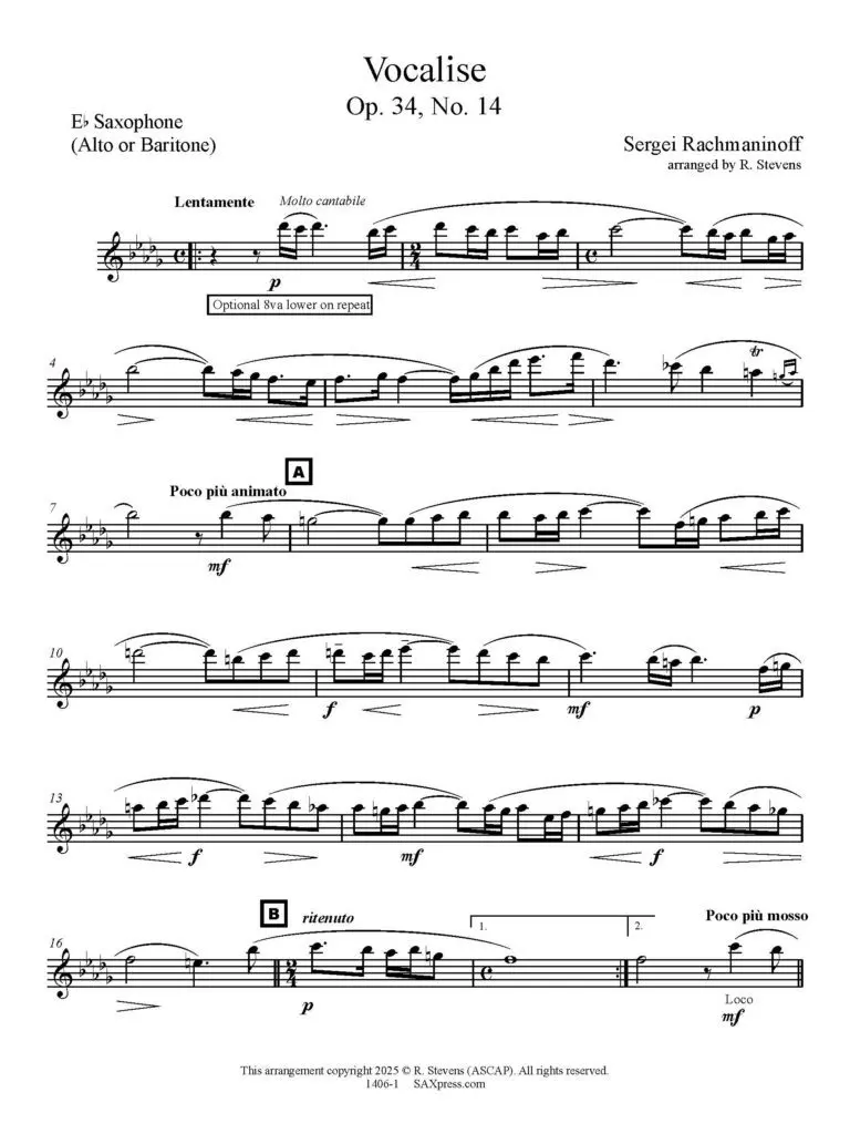 1406-1 RACHMANINOFF - Vocalise - Sample -_Page_18 Vocalise Saxophone Solo