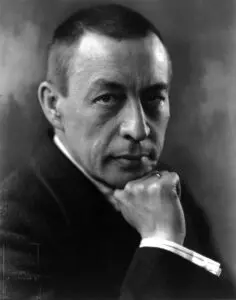 Photo of Sergei Rachmaninoff, composer of Vocalise by Rachmaninoff arranged for Any Sax Solo with piano. More saxophone and woodwind solo and ensemble sheet music at SAXpress.com