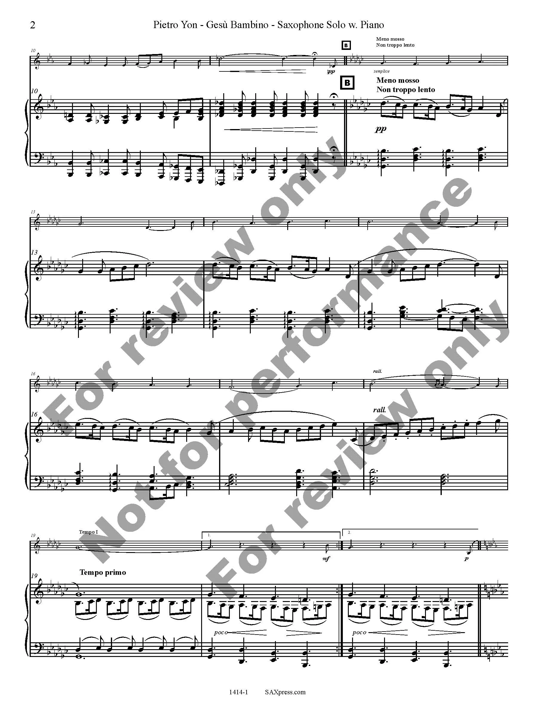 Gesu Bambino - Any Sax Solo with Piano - Image 3