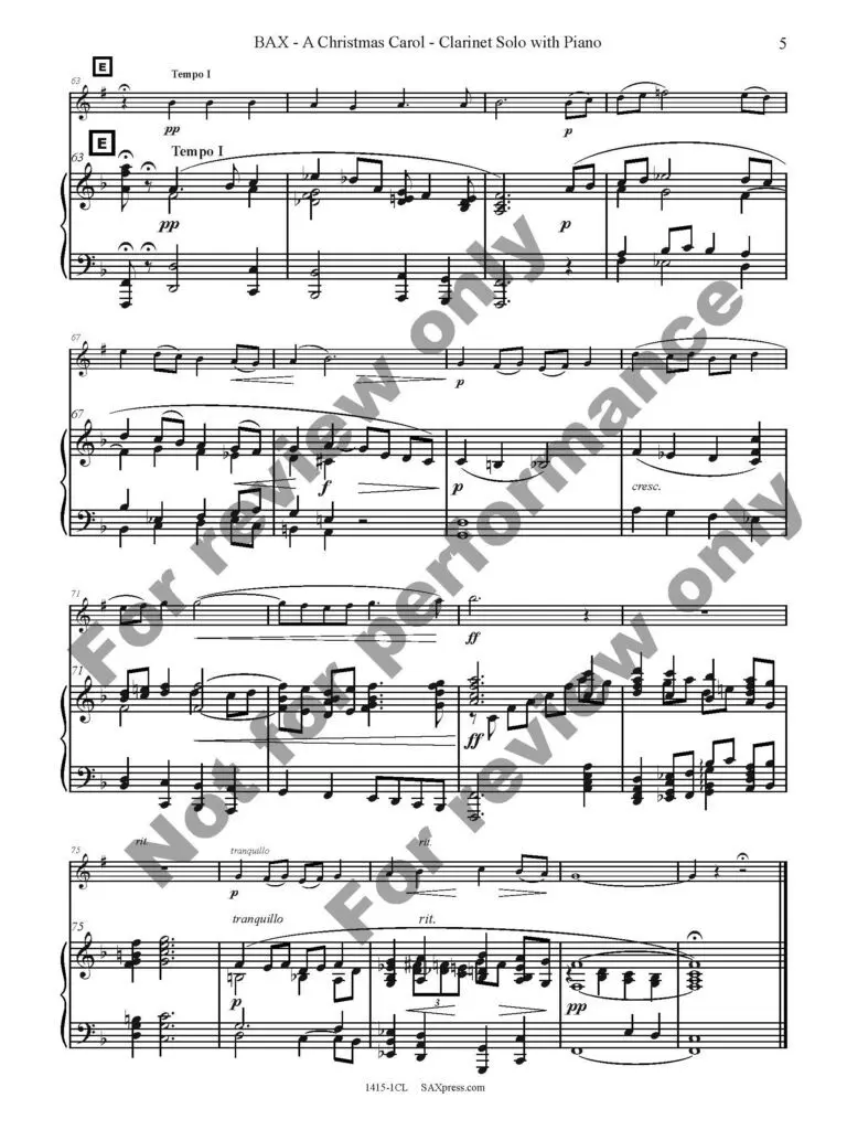 1415-1CL - BAX - A Christmas Carol - 00 - SCORE - Cl Solo w. Piano_Page_09 A Christmas Carol | Clarinet Solo