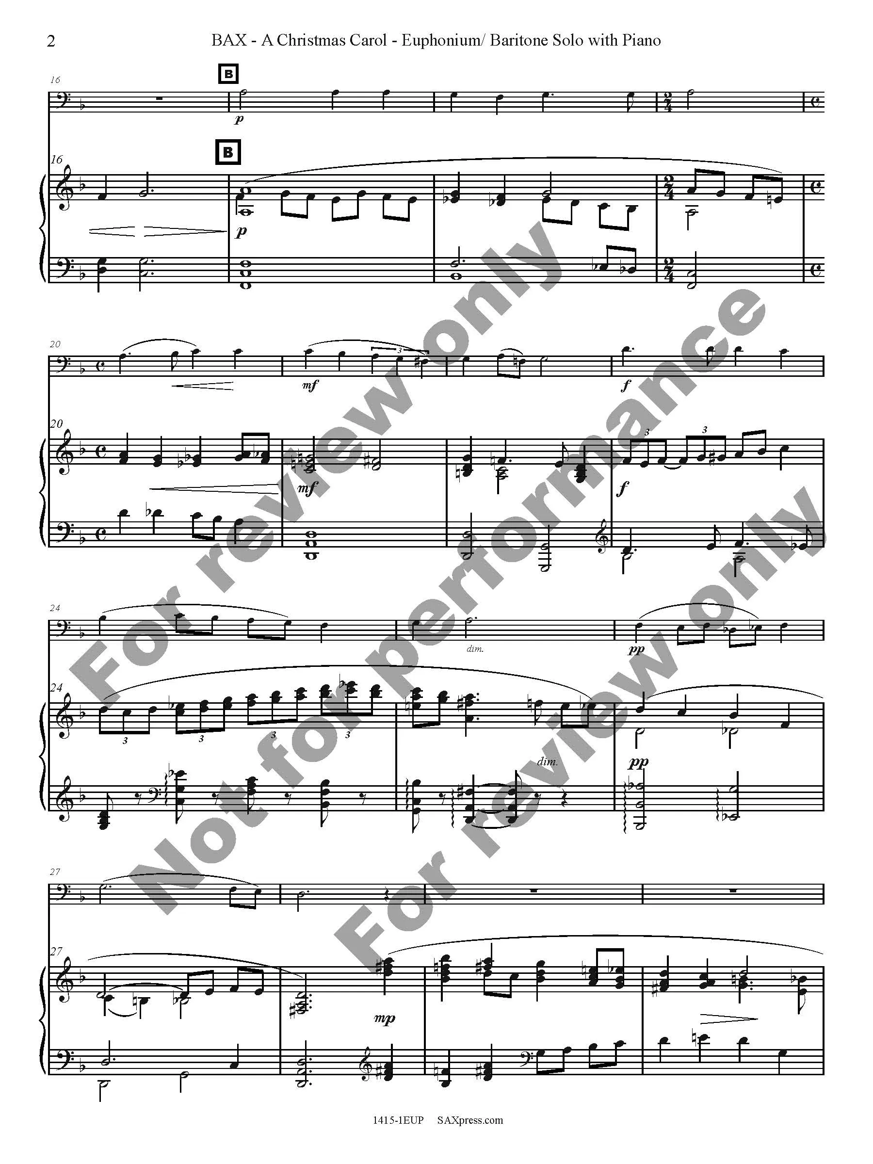 A Christmas Carol | Euphonium or Baritone Solo - Image 3