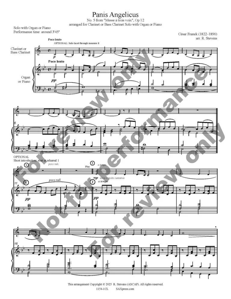 wm_1154-1CL -FRANCK-Panis Angelicus-00-Organ or Piano-CL or BCL solo_Page_3 Panis Angelicus | Clarinet or Bass Clarinet Solo