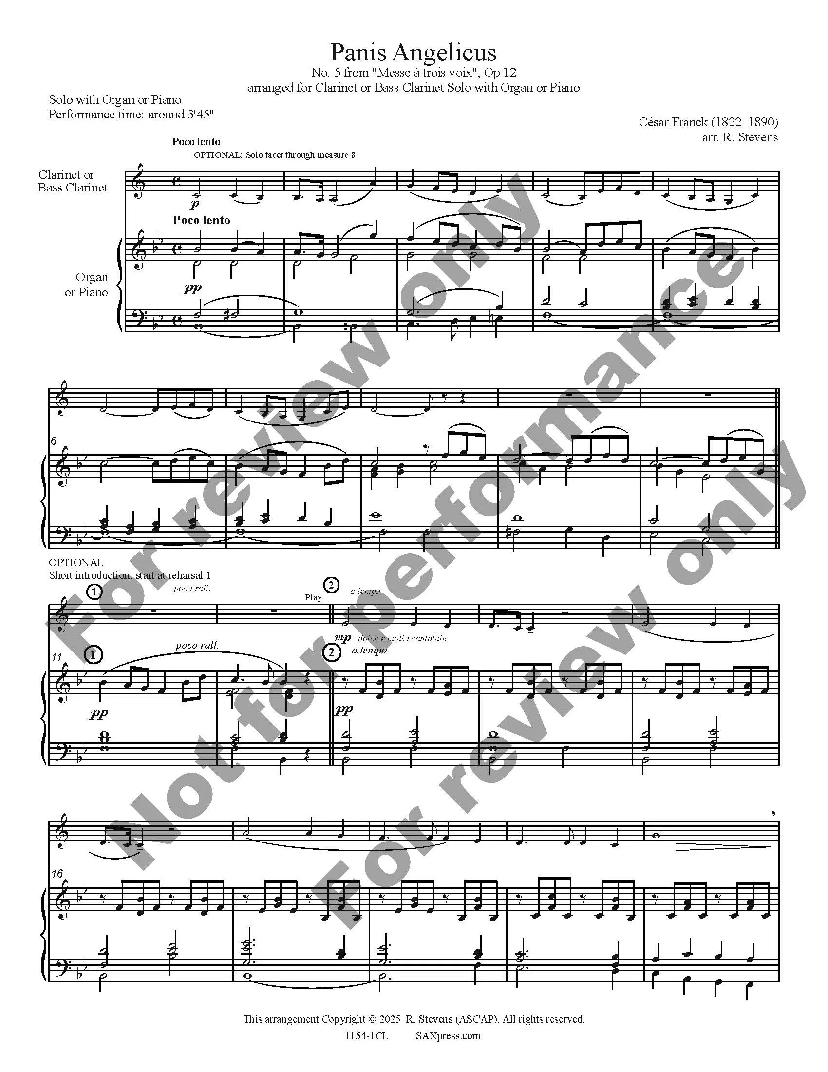 Panis Angelicus | Clarinet or Bass Clarinet Solo - Image 2