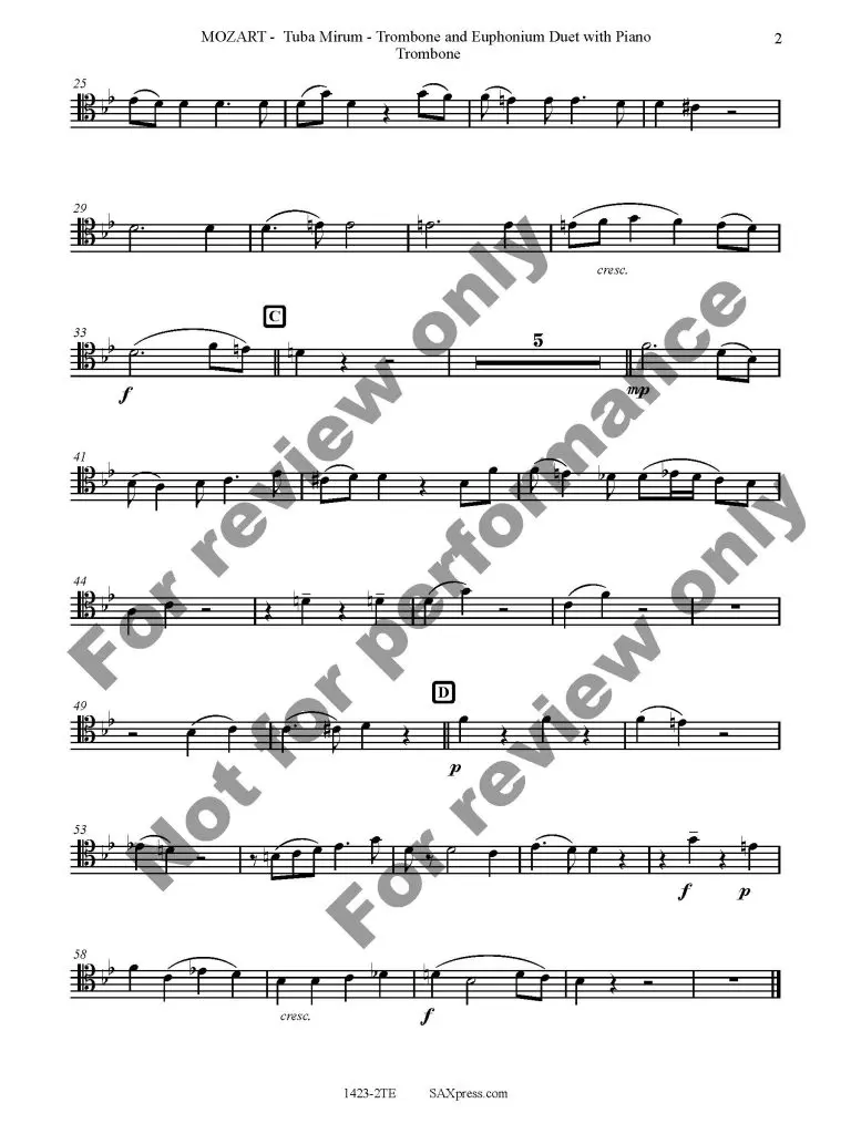 1423-2TE MOZART - Requiem TUBA MIRUM - 01B - TROMBONE Tenor clef_Page_3 Tuba Mirum - Brass Duet w. Piano
