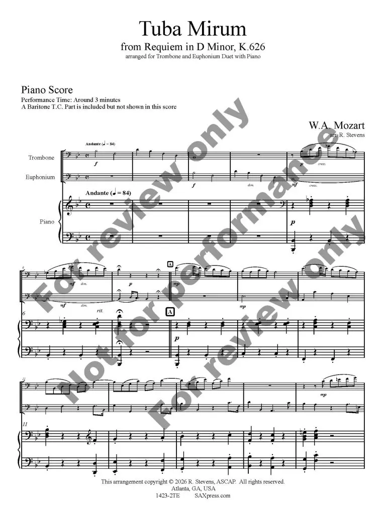 1423-2TE MOZART - Requiem TUBA MIRUM - Tbn Eup duet w Piano_Page_03 Tuba Mirum - Brass Duet w. Piano