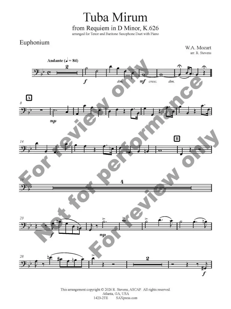 1423-2TE MOZART - Requiem TUBA MIRUM - Tbn Eup duet w Piano_Page_14 Tuba Mirum - Brass Duet w. Piano