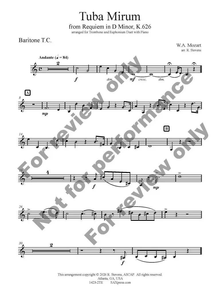 1423-2TE MOZART - Requiem TUBA MIRUM - Tbn Eup duet w Piano_Page_18 Tuba Mirum - Brass Duet w. Piano