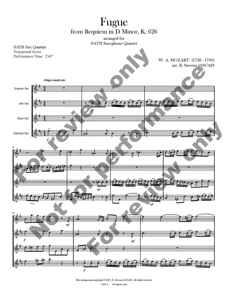 1424-4 - MOZART - Fugue from Requiem SATB Sax Quartet_Page_3 Fugue from Requiem, K. 626