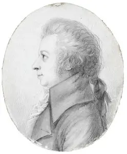 Portrait of Wolfgang Amadeus Mozart, foundational composer of the classical era. Composer of Fugue from Requiem and many other works.